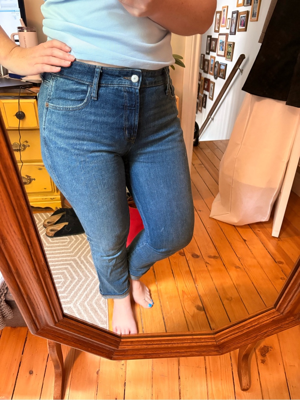 Old Navy high Rise Blue Cropped Straight Jeans
